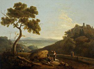 Sybilens tempel och Campagna, Tivoli, Italien (olja på duk) av Richard Wilson