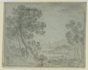 Utsikt i Italien (svart krita på papper) av Richard Wilson