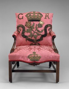 Fåtölj, ca 1750 (mahogny & klädsel) av Richard and Elwick Edward (attr. to) Wright