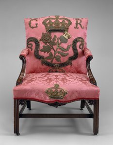 Fåtölj, ca 1750 (mahogny & klädsel) av Richard and Elwick Edward (attr. to) Wright