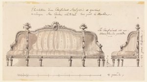 Ritning, Design för en konfident, ca 1780 av Richard de Lalonde