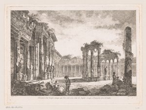 Gezicht på de Tempel av Jupiter Serapis Höjningen av ett gammalt tempel som tros vara Jupiter Serapis vid Pozzuoli nära Neapel (titel på objektet) av Richard de Saint Non