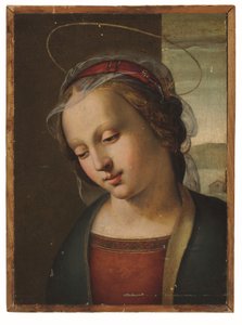 Madonnan: ett fragment från en altartavla (olja och guld på panel) av Ridolfo Ghirlandaio (attr. to)