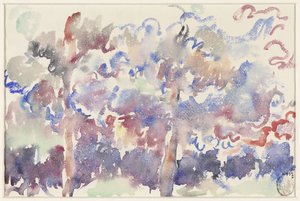 Landskap, Boitsfort, med blommande fruktträd av Rik Wouters