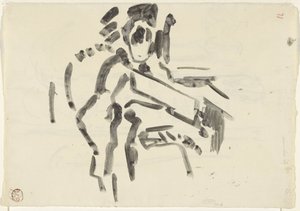 Skiss av en sittande figur av Rik Wouters