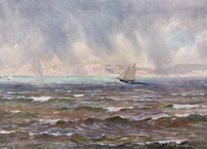 A Sudden Squall, Cardigan Bay (färg litho)