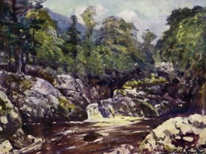 I Lledr-dalen (färg litho) av Robert (after) Fowler