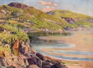 Incoming Tide, nära Barmouth (färg litho)