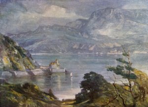 Misty Morning, nära Barmouth (färg litho)