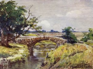 Gamla romerska bron, nära Swansea (färglitografi)