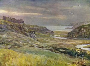 Pennard Castle, Glamorganshire (färg litho)