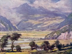 Snowdon från Traeth Mawr (färg litho) av Robert (after) Fowler