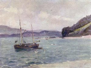 The Beach, Beaumaris (farve litho) swed av Robert (after) Fowler