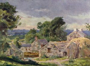 Welsh Farm, nära Llanberis (färg litho) av Robert (after) Fowler