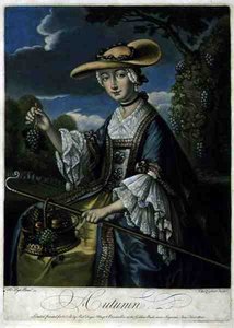 Höst, graverad av C. Corbutt (Richard Purcell) (fl.1746-66), pub. av Robert Sayer, ca 1760 (mezzotintgravyr) (se även 125559-61) av Robert (after) Pyle