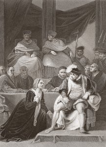 Rättegången över Henry VIII:s äktenskap, graverad av A.H. Payne (litho)