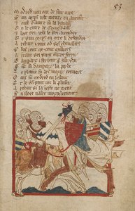 Arthur Mortally Wounded, illustration från "Romances in French Verse...", av Canon of Wace (Wace of Bayeux) av Robert (c.1110 74) Wace