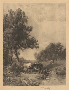 Utan titel (Cows And Calves By A Stream) av Robert A. Eichelberger