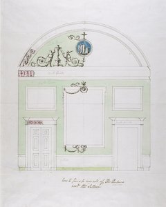 Design for the End Wall of the Eating Parlour, Headfort House (penna och svart bläck över grafit med wc på bundet papper) av Robert Adam