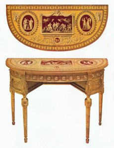 Ett av ett par Adam sidobord, toppen målad på samma sätt som Pergolesi, 1700-talet av Robert Adam