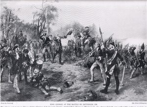 George II i Dettingen, illustration från "Hutchinson