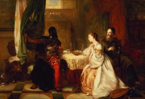 Othello relaterer sine eventyr til Desdemona, 1869 swed av Robert Alexander Hillingford