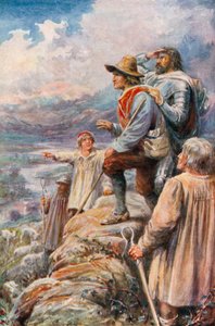 Pilgrimerna på de läckra bergen (färglitografi)
