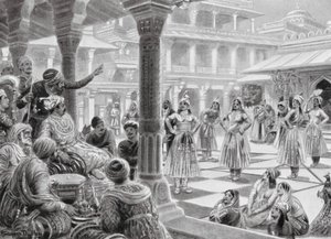 Akbar spelar drag med levande delar i Fatehpur Sikri av Robert Ambrose Dudley