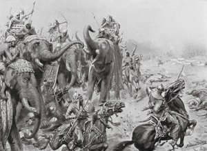 Babar introducerar fältkanoner i Panipat av Robert Ambrose Dudley