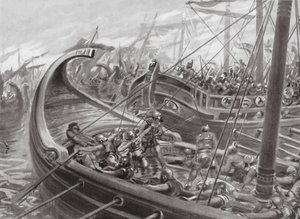 Den fokéiska flottan besegrar kartagerna (litografi)