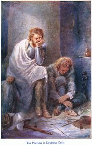 The Pilgrims in Doubting Castle, från The Pilgrims Progress publicerad av John F Shaw & Co, c.1900-talet (litho i färg) av Robert Ambrose Dudley