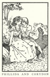 Phillida och Corydon (litho) av Robert Anning Bell