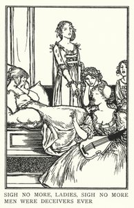Skriv inte mer, mina damer, suck inte mer, män var någonsin bedragare (litho) av Robert Anning Bell