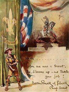 Design för scoutregistreringskort, 1944. av Robert Baden Powell