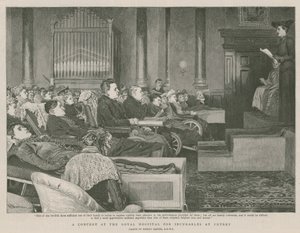 En konsert på Royal Hospital for Incurables i Putney (gravyr) av Robert Barnes