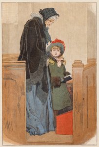 Maud stod vid sin mormors sida (färglitografi) av Robert Barnes