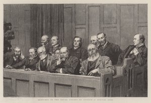 Skisser i Royal Courts of Justice, en särskild jury