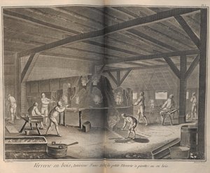 Glastillverkning. Ur Encyclopédie av Denis Diderot och Jean Le Rond dAlembert, 1751-1765. av Robert Benard