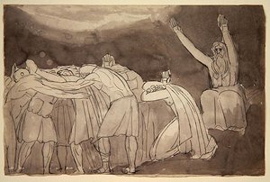 En druidceremoni (penna och tvätta över grafit på papper) av Robert Blake