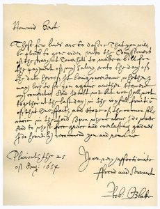 Brev från amiral Robert Blake till amiralitetets kommissionärer, 25 augusti 1654. av Robert Blake