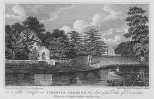 Templet i Chiswick Gardens säte för hertigen av Devonshire (gravyr)