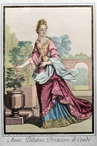 Anne Palatine, prinsessa av Conde (Anne de Baviere (1648-1723) (Anne Henriette Julie de Baviere) (Anne Henriette av Bayern) (Anna del Palatinato) - gravyr av Robert Bonnart -