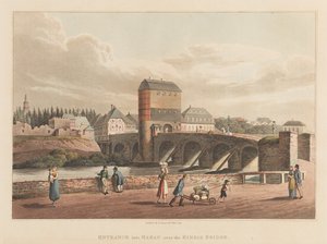 Ingång till Hanau över Kinzigbron, 1814 (akvatint)