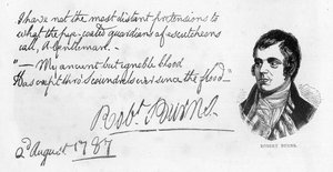 Handskrift och signatur av Robert Burns, 1787