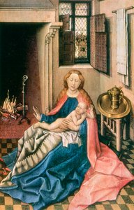 Madonna och barn framför en öppen spis, 1430-talet