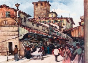 En studie om Ponte Vecchio (färglitografi)