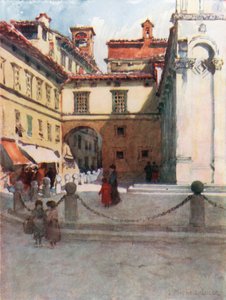 Piazza San Michele, Lucca (färglitografi)