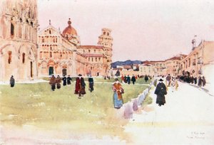 Piazza del Diuomo, Pisa (färglitografi)