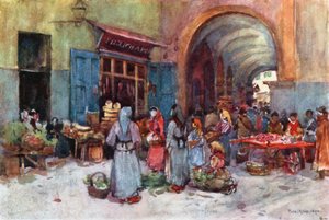 Gatuförsäljare, Pisa (färglitografi) av Robert Charles Goff