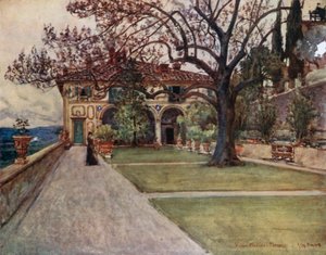 Villa Medici i Fiesole (färglitografi) av Robert Charles Goff